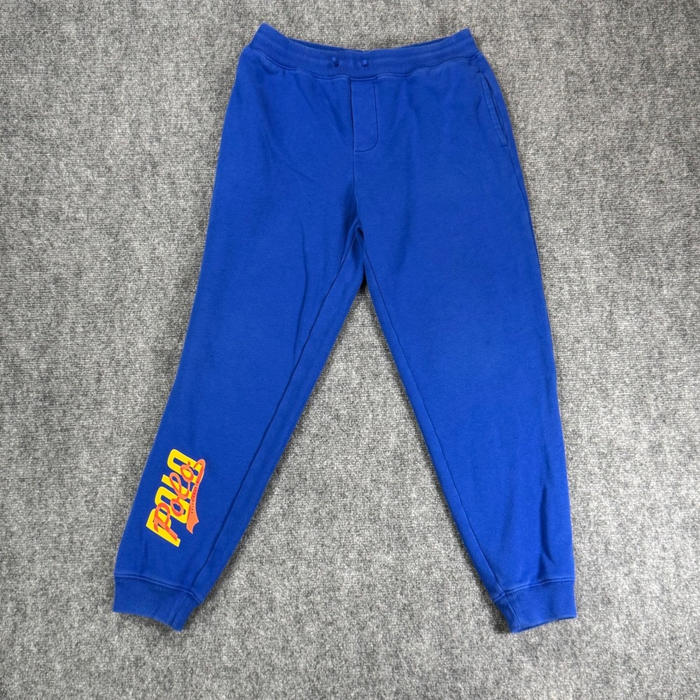 Polo Ralph Lauren Boys L 14-16 Royal Blue Fleece Jogger Sweatpants Logo